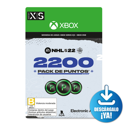 NHL 22 EA Sports Ultimate Team Pack de Puntos / 2200 monedas de juego digitales / Xbox Series X·S / Xbox One / Descargable NHL 22 EA Sports Ultimate Team Pack de Puntos / 2200 monedas de juego digitales / Xbox Series X·S / Xbox One / Descargable