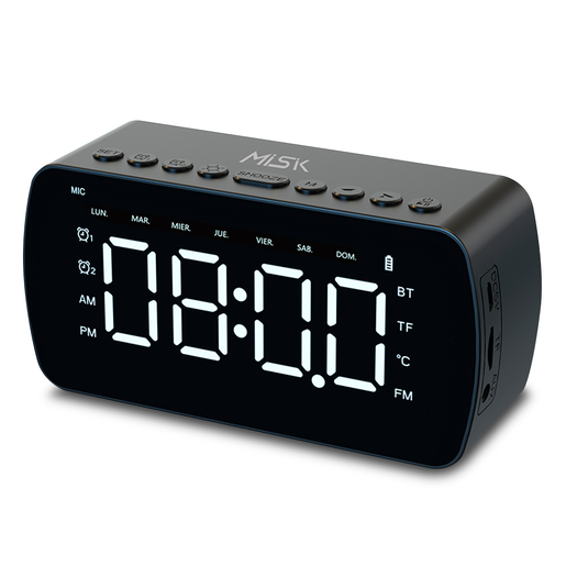 Bocina Bluetooth con Radio Reloj Despertador Misik MR414 / Negro