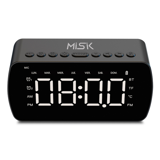 Bocina Bluetooth con Radio Reloj Despertador Misik MR414 / Negro