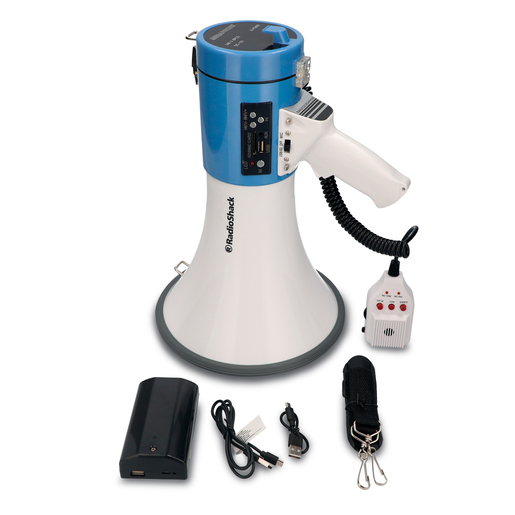 Megáfono Recargable de Mano RadioShack / USB/SD/Auxiliar / Blanco con azul Megáfono Recargable de Mano RadioShack / USB/SD/Auxiliar / Blanco con azul