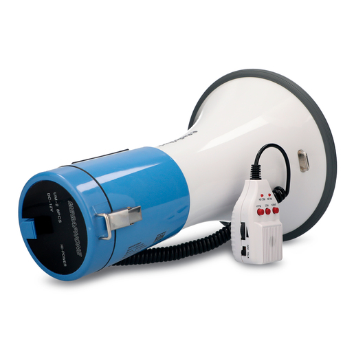 Megáfono Recargable de Mano RadioShack / USB/SD/Auxiliar / Blanco con azul