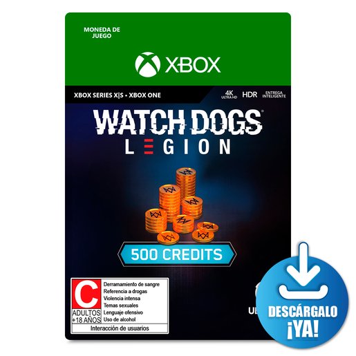 Watch Dogs Legion Credits / 500 monedas de juego digitales / Xbox Series X·S / Xbox One / Descargable