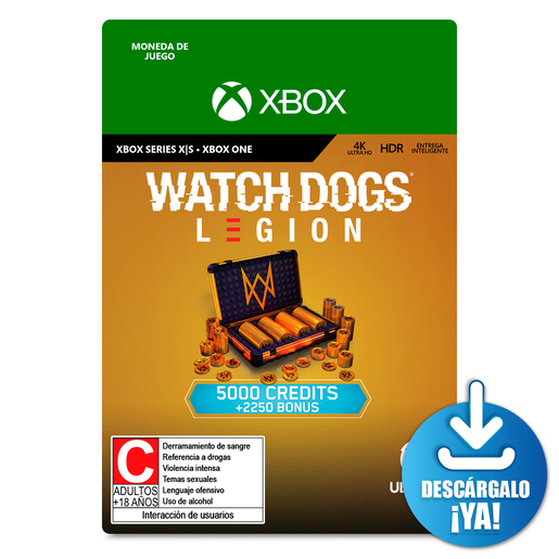 Watch Dogs Legion Credits / 7250 monedas de juego digitales / Xbox Series X·S / Xbox One / Descargable Watch Dogs Legion Credits / 7250 monedas de juego digitales / Xbox Series X·S / Xbox One / Descargable