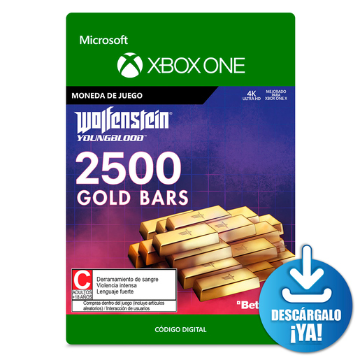 Wolfenstein Young Blood Gold Bars / 2500 monedas de juego digitales / Xbox One / Descargable Wolfenstein Young Blood Gold Bars / 2500 monedas de juego digitales / Xbox One / Descargable