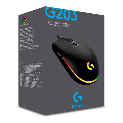 Mouse Gamer Alámbrico Logitech G203 / Negro / USB  Mouse Gamer Alámbrico Logitech G203 / Negro / USB