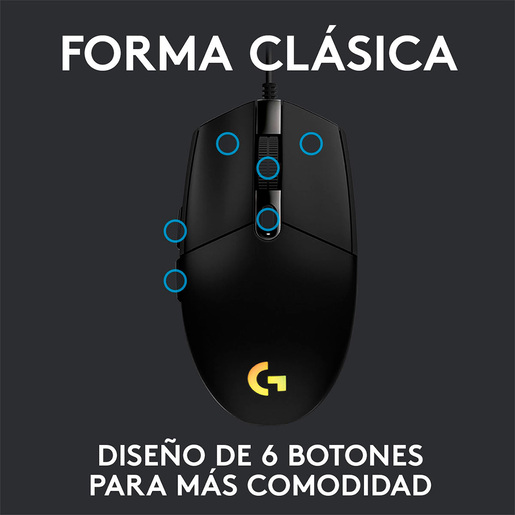 Mouse Gamer Alámbrico Logitech G203 / Negro / USB  Mouse Gamer Alámbrico Logitech G203 / Negro / USB