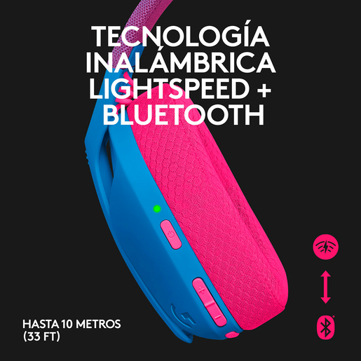 Audífonos Gamer Inalámbricos Logitech G G435 Lightspeed / PC / Mac / PlayStation 4 / PlayStation 5 / Bluetooth / Azul con rosa Audífonos Gamer Inalámbricos Logitech G G435 Lightspeed / PC / Mac / PlayStation 4 / PlayStation 5 / Bluetooth / Azul con rosa