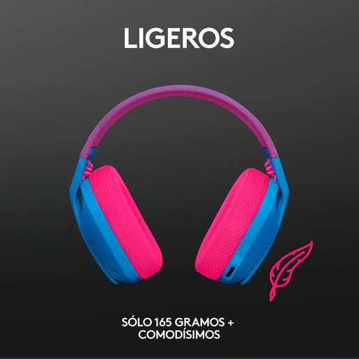 Audífonos Gamer Inalámbricos Logitech G G435 Lightspeed / PC / Mac / PlayStation 4 / PlayStation 5 / Bluetooth / Azul con rosa