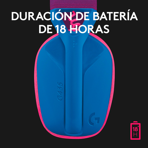 Audífonos Gamer Inalámbricos Logitech G G435 Lightspeed / PC / Mac / PlayStation 4 / PlayStation 5 / Bluetooth / Azul con rosa Audífonos Gamer Inalámbricos Logitech G G435 Lightspeed / PC / Mac / PlayStation 4 / PlayStation 5 / Bluetooth / Azul con rosa