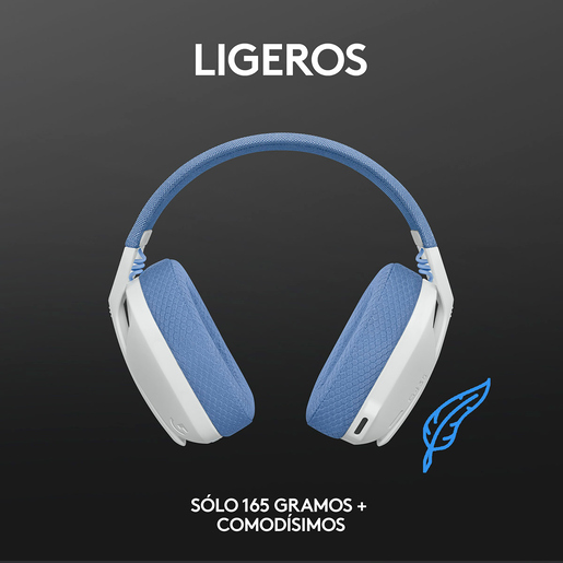 Audífonos Gamer Inalámbricos Logitech G G435 Lightspeed / PC / Mac / PlayStation 4 / PlayStation 5 / Bluetooth / Blanco con azul