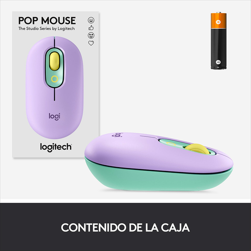 Mouse Inalámbrico Logitech Pop Fresh / Lila con verde / USB