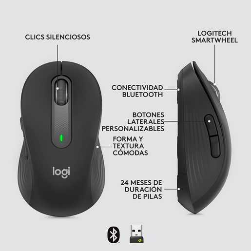 Mouse Inalámbrico Signature M650 Logitech Logi Bolt USB/Bluetooth