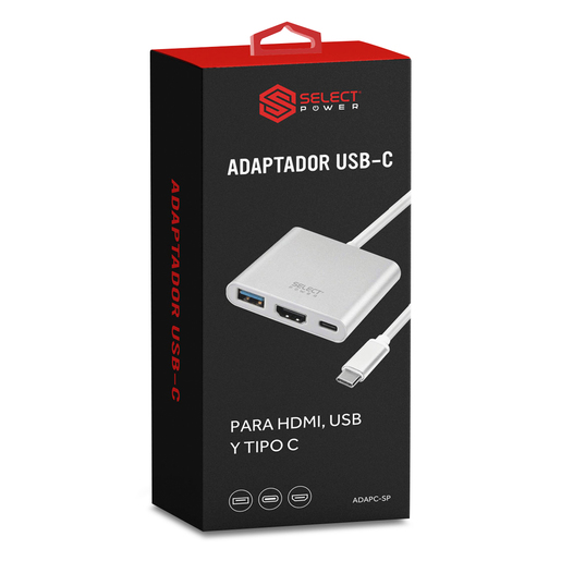 Adaptador Tipo C a HDMI y USB Select Power / Plata Adaptador Tipo C a HDMI y USB Select Power / Plata