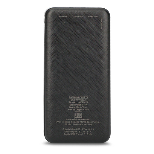 PowerBank RadioShack 2 puertos USB 20 000 mAh Negro PowerBank RadioShack 2 puertos USB 20 000 mAh Negro