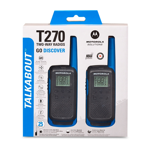 Radios de Dos Vías Talkabout T270 Motorola 22 canales 40 Km 2 piezas