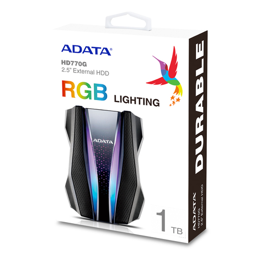 Disco Duro Externo Adata / 1 tb / USB / Luz RGB / Negro 
