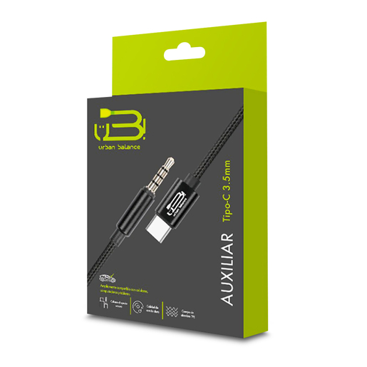 Cable Auxiliar a Tipo C a 3.5 mm Urban Balance 1 m Negro Cable Auxiliar a Tipo C a 3.5 mm Urban Balance 1 m Negro