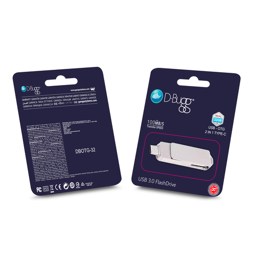 Memoria USB a USB Tipo C DBugg / 32 gb / Plata  Memoria USB a USB Tipo C DBugg / 32 gb / Plata