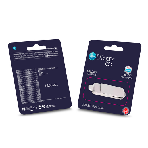 Memoria USB a USB Tipo C DBugg / 128 gb / Plata  Memoria USB a USB Tipo C DBugg / 128 gb / Plata