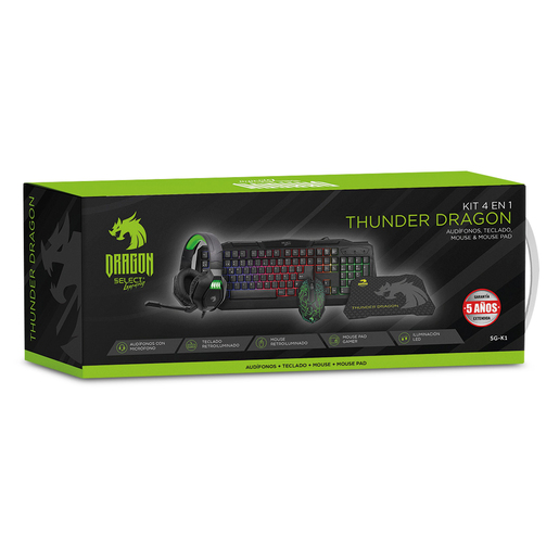 Kit Gamer para PC 4 en 1 Select Power Thunder Dragon / Negro
