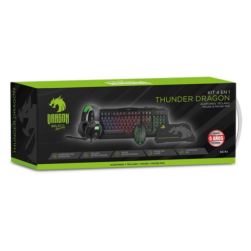 Kit Gamer para PC 4 en 1 Select Power Thunder Dragon / Negro Kit Gamer para PC 4 en 1 Select Power Thunder Dragon / Negro