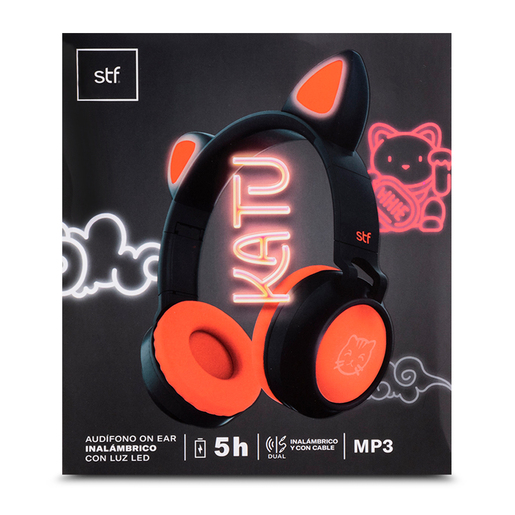 Audífonos Bluetooth Stuffactory Katu / On ear / Negro con naranja