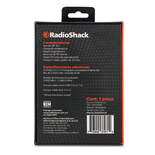 Bocina Bluetooth Y310 RadioShack Negro