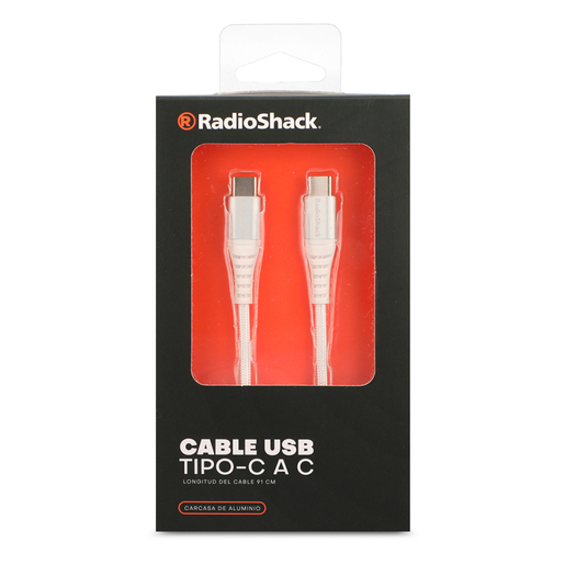 Cable USB Tipo C a C RadioShack 91 cm Trenzado Blanco