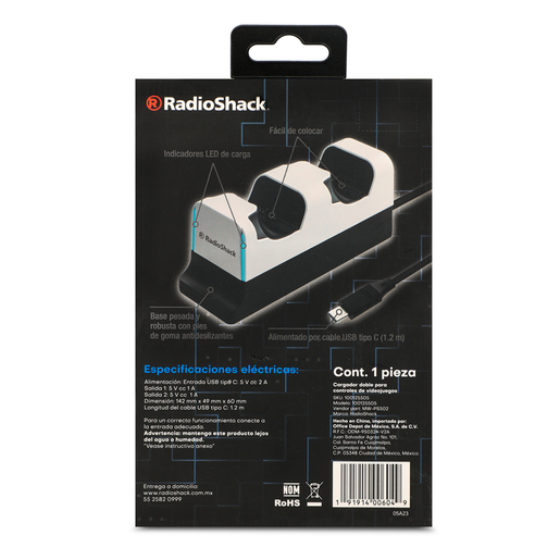 Cargador Alámbrico Doble para Controles de PS5 MW-PS502 RadioShack Cargador Alámbrico Doble para Controles de PS5 MW-PS502 RadioShack