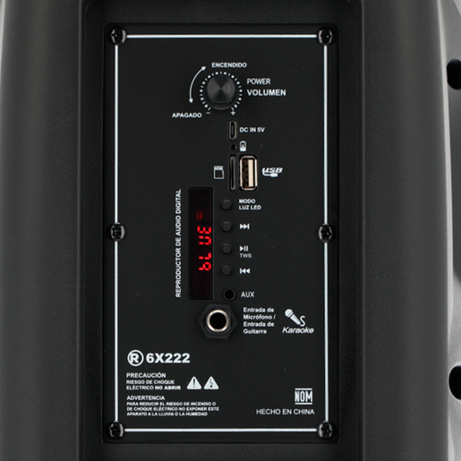 Bafle Doble Recargable RadioShack 6 pulg. Bluetooth USB Luz Frontal Flama