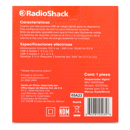 Despertador Digital CA-14 RadioShack USB