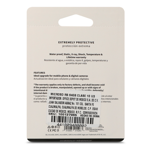 Tarjeta Micro SD RadioShack Clase 10 U3 64 gb Tarjeta Micro SD RadioShack Clase 10 U3 64 gb