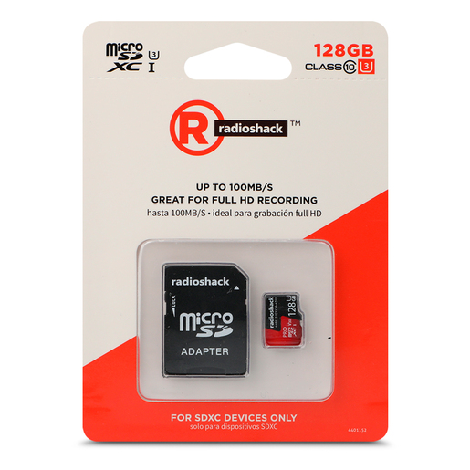 Tarjeta Micro SD RadioShack Clase 10 U3 128 gb Tarjeta Micro SD RadioShack Clase 10 U3 128 gb