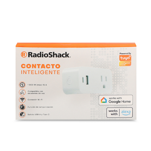 Contacto Inteligente RadioShack WiFi USB A y Tipo C Alexa Google Assistant