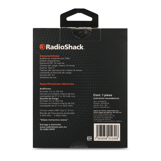 Audífonos Inalámbricos Lex RadioShack Negro