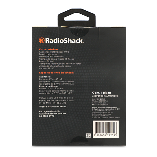 Audífonos Inalámbricos Hawk RadioShack Negro