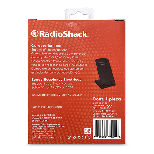 Cargador Inalámbrico W0214-15 RadioShack Negro