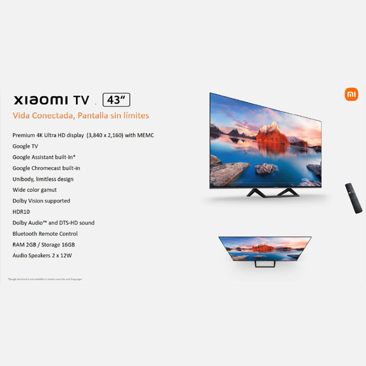 Pantalla Xiaomi Google TV A Pro 43 pulg. Premium UHD 4K, Pantallas, Pantallas, Audio y video, Todas, Categoría