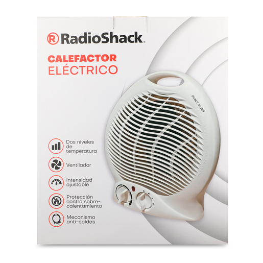 Calefactor con Ventilador Eléctrico RadioShack 2 potencias Blanco Calefactor con Ventilador Eléctrico RadioShack 2 potencias Blanco