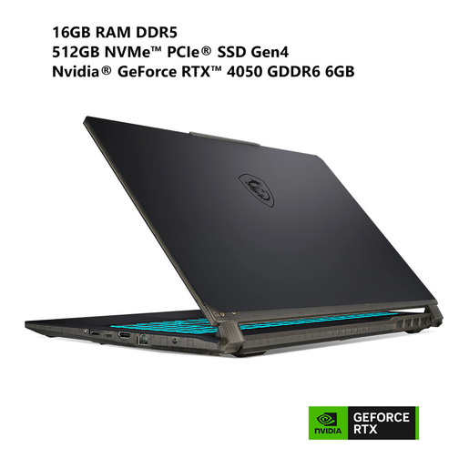Laptop Gamer MSI Cyborg 15 GeForce RTX 4050 15.6 pulg. Intel Core i5 512gb SSD 16gb RAM Negro
