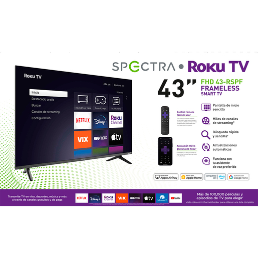 Pantalla Smart TV 43 pulgadas Spectra FHD LED Roku 43-RSPF Pantalla Smart TV 43 pulgadas Spectra FHD LED Roku 43-RSPF