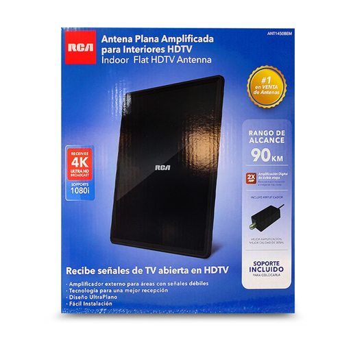 Antena Interior Plana RCA ANT1450BEM HDTV Negro