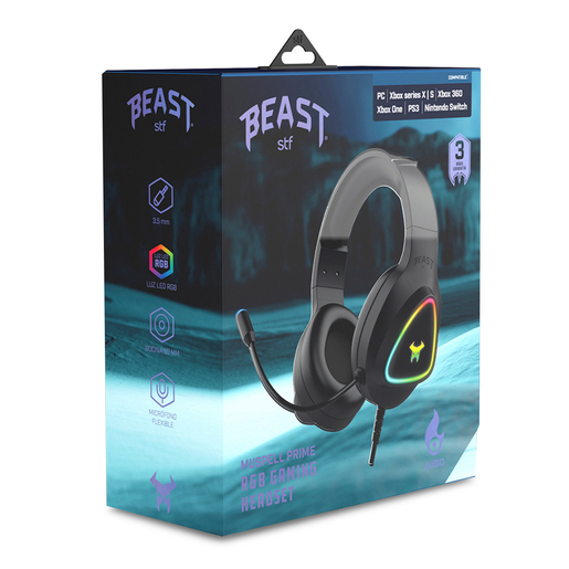 Audífonos Gamer Alámbricos Muspell Prime Beast STF Negro
