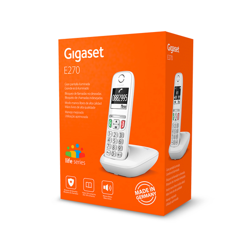 Teléfono Inalámbrico con Identificador E290 Gigaset Blanco Teléfono Inalámbrico con Identificador E290 Gigaset Blanco