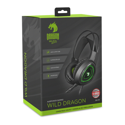 Audífonos Gamer Alámbricos Select Gaming Wild Dragón Negro Audífonos Gamer Alámbricos Select Gaming Wild Dragón Negro