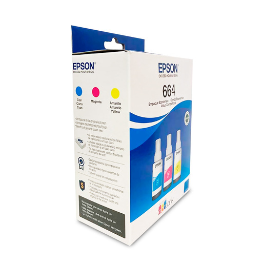 Botellas de Tinta Epson T664 7500 páginas 3 piezas Botellas de Tinta Epson T664 7500 páginas 3 piezas