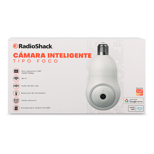 Cámara IP Inteligente Z5 RadioShack Tipo Foco 3 MP Alexa Google Assistant Cámara IP Inteligente Z5 RadioShack Tipo Foco 3 MP Alexa Google Assistant