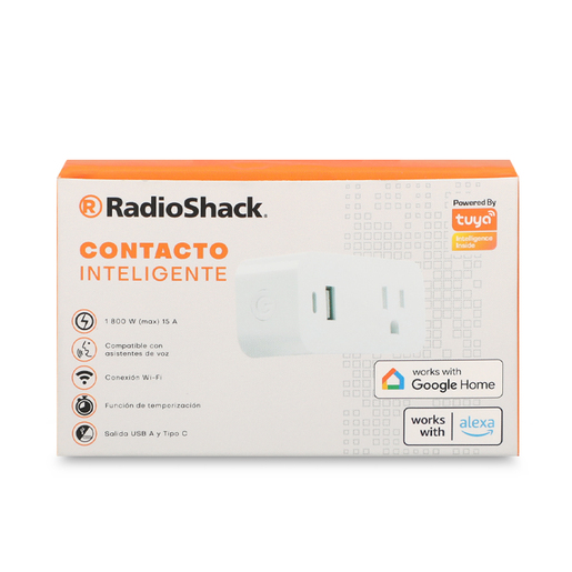 Contacto Inteligente RadioShack WiFi USB A y Tipo C Alexa Google Assistant Contacto Inteligente RadioShack WiFi USB A y Tipo C Alexa Google Assistant