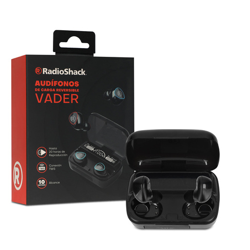 Audífonos Inalámbricos Vader RadioShack Carga Reversible Negro Audífonos Inalámbricos Vader RadioShack Carga Reversible Negro