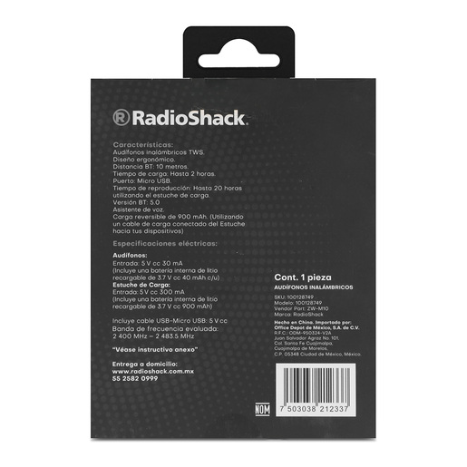 Audífonos Inalámbricos Vader RadioShack Carga Reversible Negro Audífonos Inalámbricos Vader RadioShack Carga Reversible Negro
